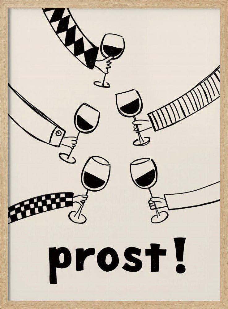 Prost! Wine Party with Friends - Stretched Canvas, Poster or Fine Art Print I Heart Wall Art