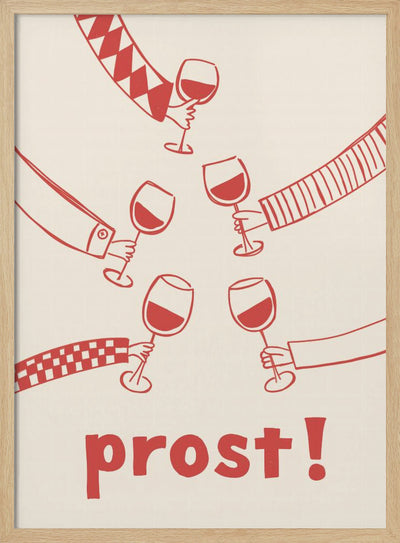 Prost! Wine Party with Friends - Stretched Canvas, Poster or Fine Art Print I Heart Wall Art