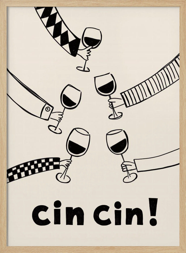 Cin cin! Wine Party with Friends - Stretched Canvas, Poster or Fine Art Print I Heart Wall Art