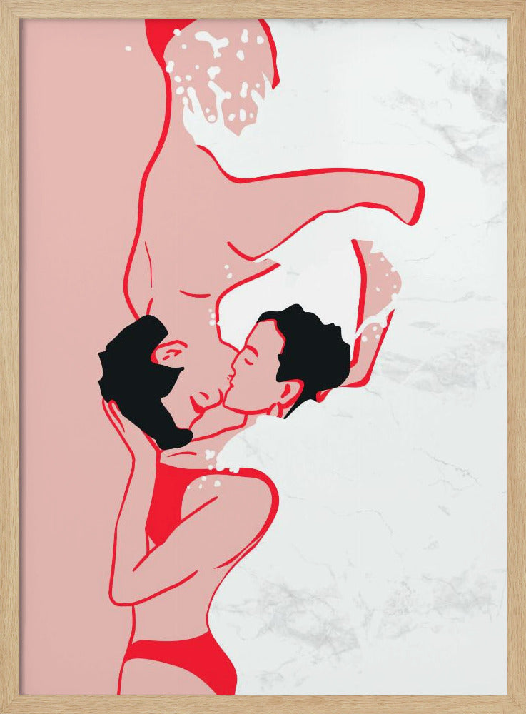 Ethereal Kiss In the Waves - Stretched Canvas, Poster or Fine Art Print I Heart Wall Art