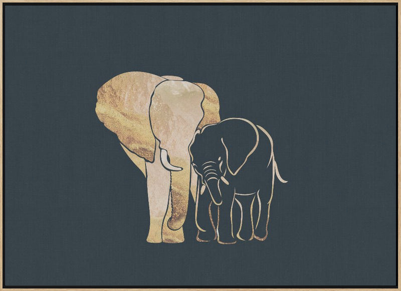 Black Gold Elephants 1 - Stretched Canvas, Poster or Fine Art Print I Heart Wall Art