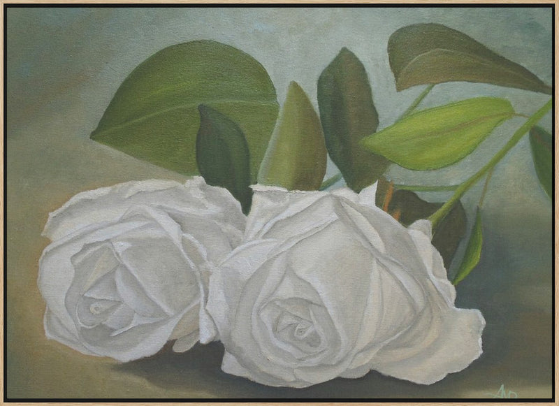 White Roses - Stretched Canvas, Poster or Fine Art Print I Heart Wall Art