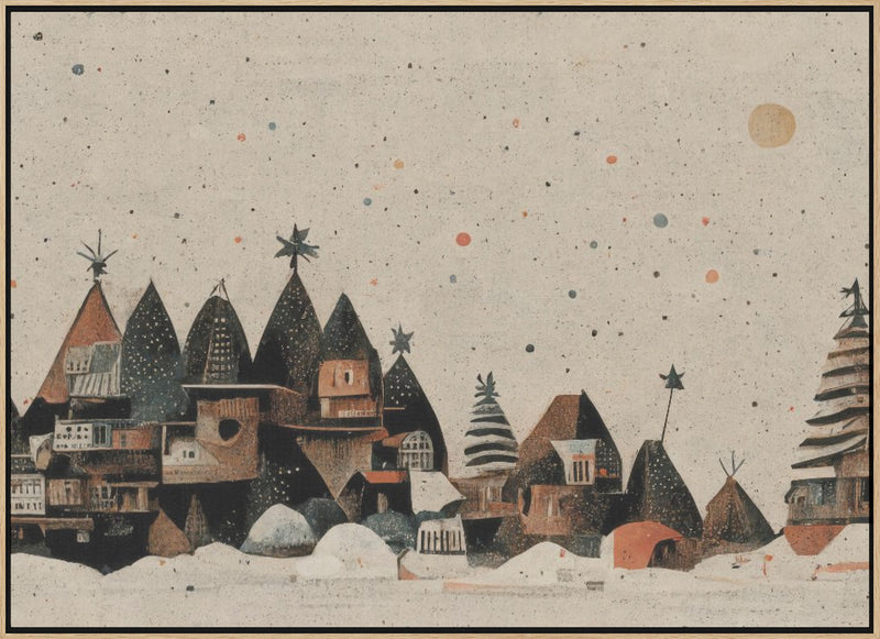 Tiny Christmas Town - Stretched Canvas, Poster or Fine Art Print I Heart Wall Art