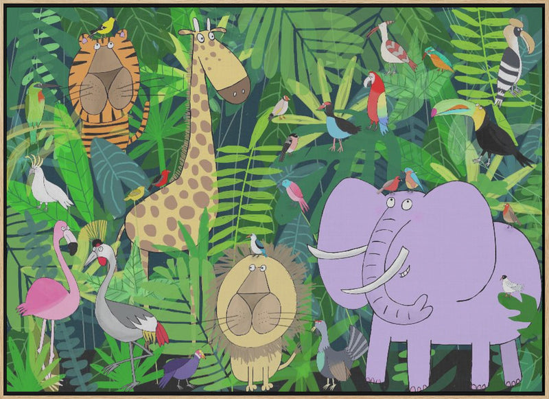 Jungle Animals Deep in the Jungle Foliage by Artist Carla Daly - Stretched Canvas, Poster or Fine Art Print I Heart Wall Art