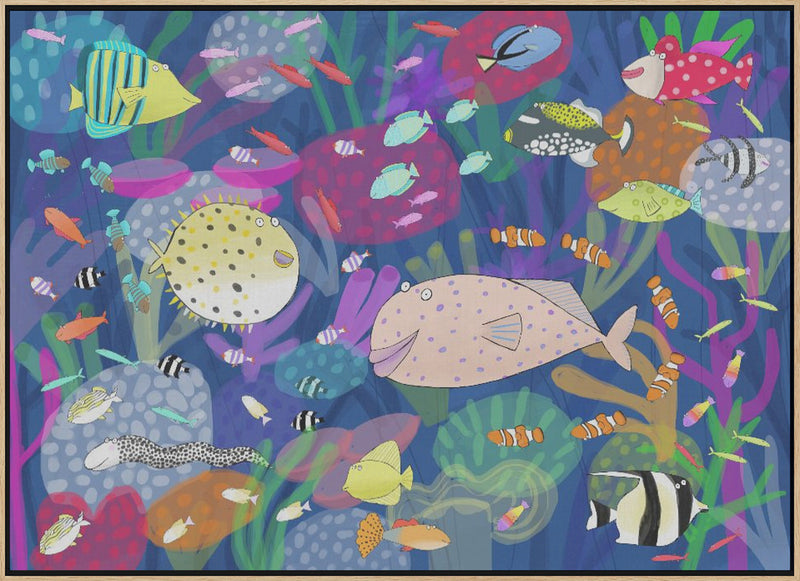 Colorful Tropical Fish Illustration by Artist Carla Daly - Stretched Canvas, Poster or Fine Art Print I Heart Wall Art