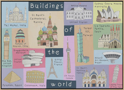 Buildings of the World Illustrated by Artist Carla Daly - Stretched Canvas, Poster or Fine Art Print I Heart Wall Art