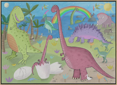 Cute Dinosaur in the Jurassic Park by Artist Carla Daly - Stretched Canvas, Poster or Fine Art Print I Heart Wall Art