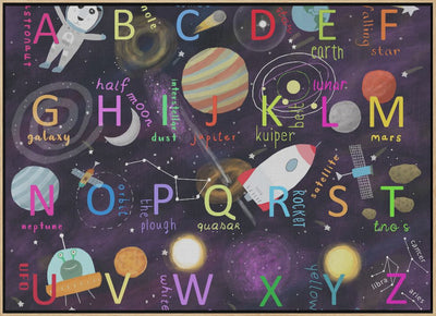 Space Alphabet Illustration by Artist Carla Daly - Stretched Canvas, Poster or Fine Art Print I Heart Wall Art