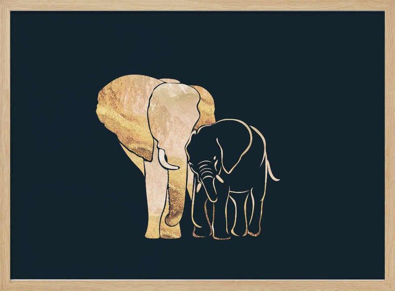 Black Gold Elephants 1 - Stretched Canvas, Poster or Fine Art Print I Heart Wall Art