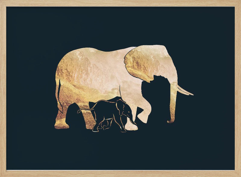 Black gold elephants 2 - Stretched Canvas, Poster or Fine Art Print I Heart Wall Art