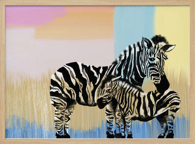 Mama Zebra and baby - Stretched Canvas, Poster or Fine Art Print I Heart Wall Art