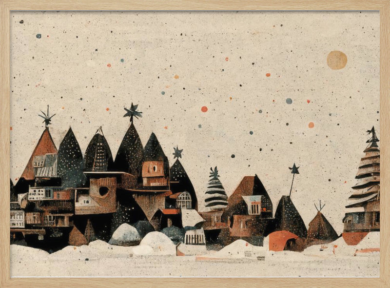 Tiny Christmas Town - Stretched Canvas, Poster or Fine Art Print I Heart Wall Art