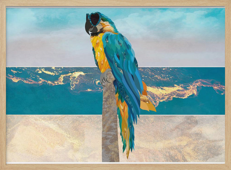 Macaw Seaside Landscape - Stretched Canvas, Poster or Fine Art Print I Heart Wall Art