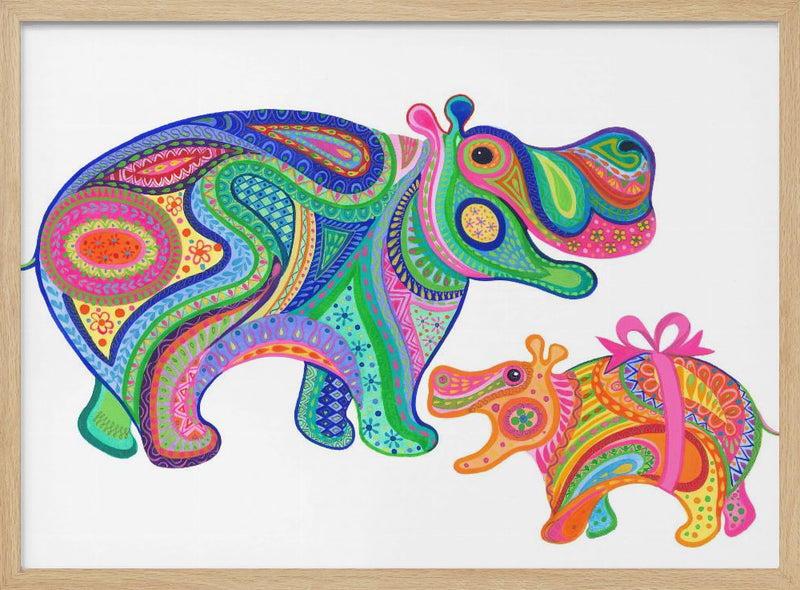 Hippo Birthday - Stretched Canvas, Poster or Fine Art Print I Heart Wall Art