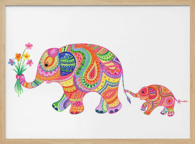 Elephant and Baby - Stretched Canvas, Poster or Fine Art Print I Heart Wall Art