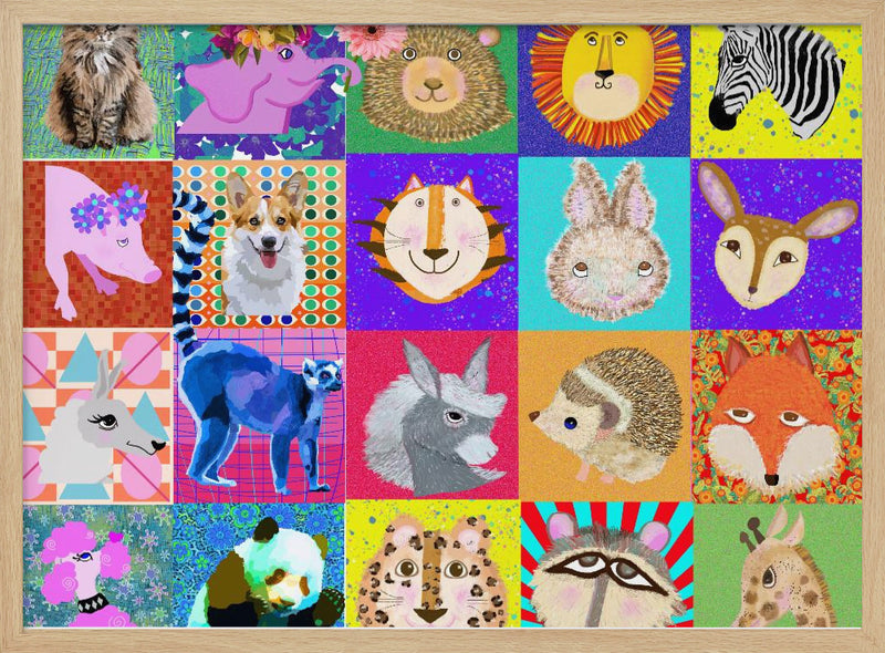 Pop Animal portraits 2 - Stretched Canvas, Poster or Fine Art Print I Heart Wall Art