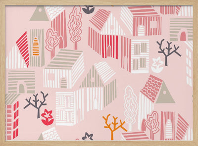 City life neighborhood pearl pink pattern - Stretched Canvas, Poster or Fine Art Print I Heart Wall Art