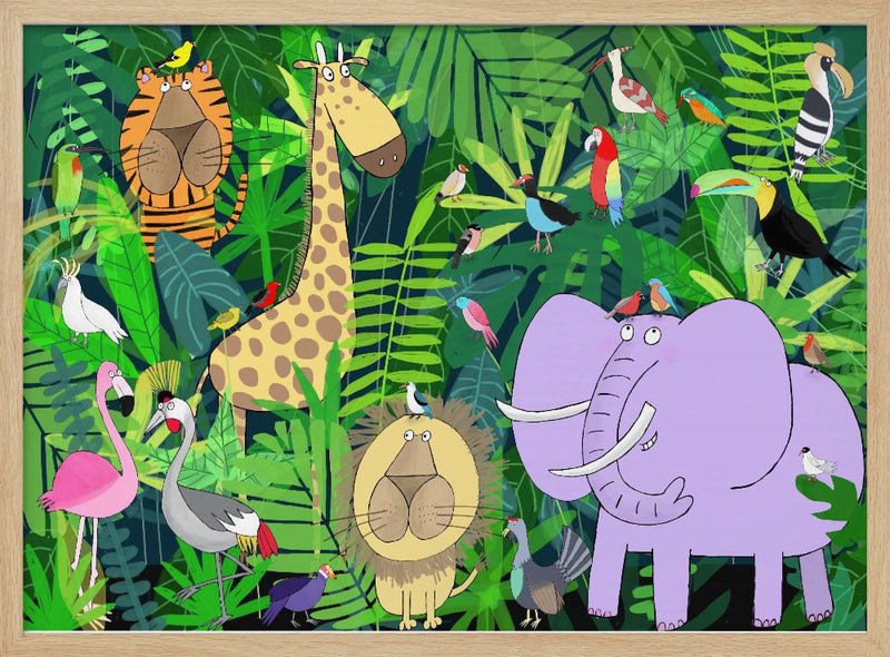 Jungle Animals Deep in the Jungle Foliage by Artist Carla Daly - Stretched Canvas, Poster or Fine Art Print I Heart Wall Art