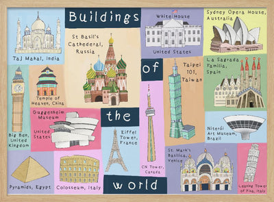 Buildings of the World Illustrated by Artist Carla Daly - Stretched Canvas, Poster or Fine Art Print I Heart Wall Art