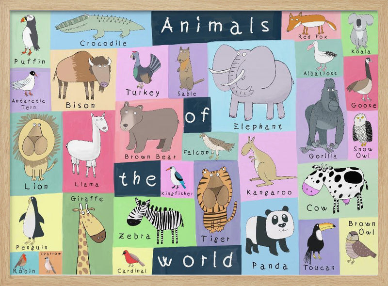 Animals of the World Illustration by Artist Carla Daly - Stretched Canvas, Poster or Fine Art Print I Heart Wall Art