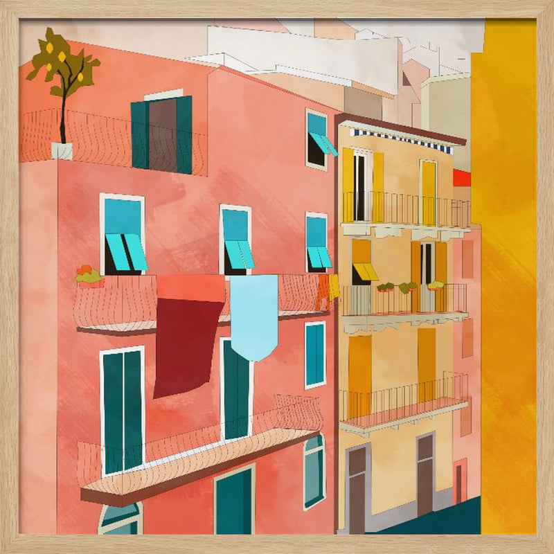 Little Italy Houses - Square Stretched Canvas, Poster or Fine Art Print I Heart Wall Art