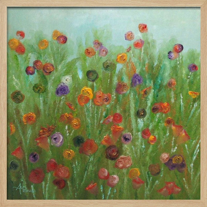 Wild Flowers Abstract - Square Stretched Canvas, Poster or Fine Art Print I Heart Wall Art