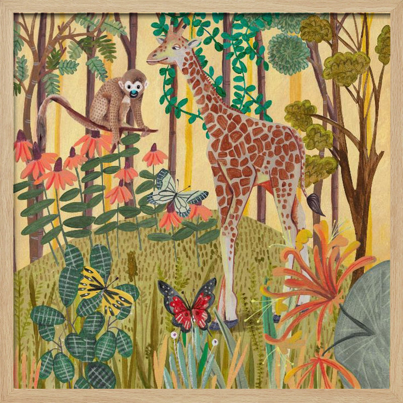 Giraffe in nature - Square Stretched Canvas, Poster or Fine Art Print I Heart Wall Art