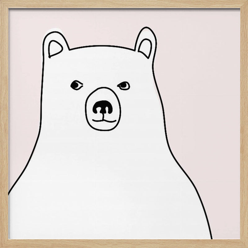 Bear In a Pink Square - Square Stretched Canvas, Poster or Fine Art Print I Heart Wall Art