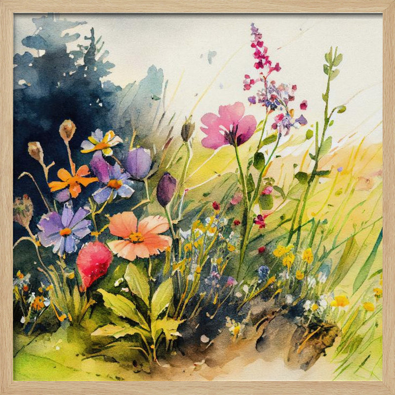 Idyllic Meadow (4) - Square Stretched Canvas, Poster or Fine Art Print I Heart Wall Art