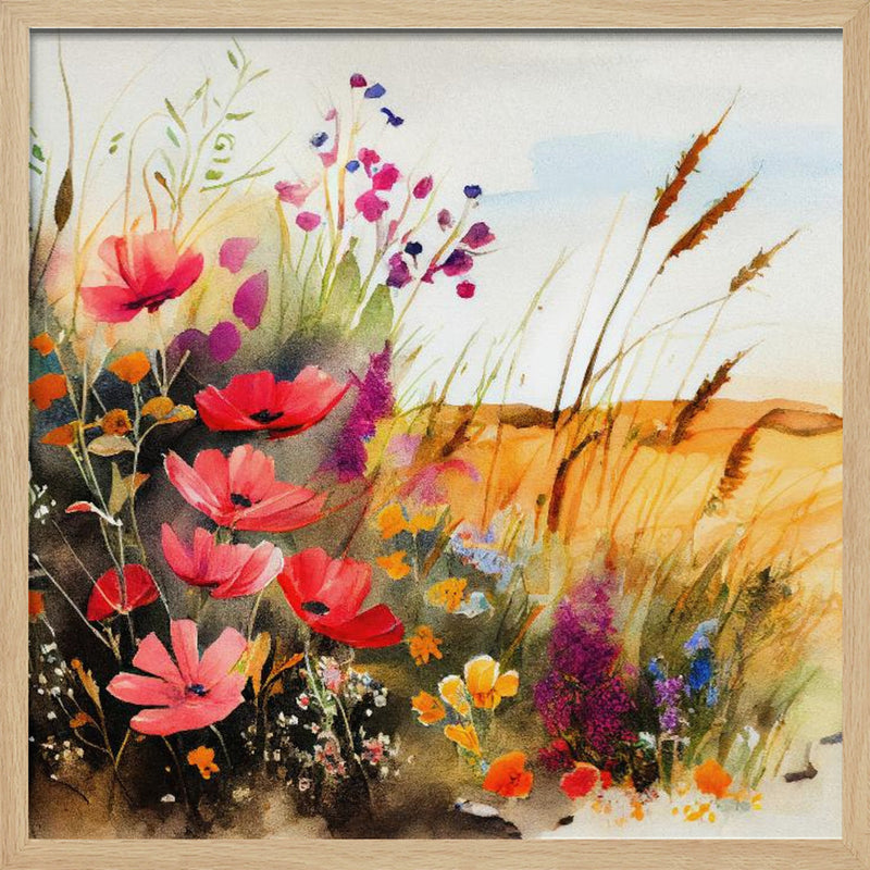 Idyllic Meadow (5) - Square Stretched Canvas, Poster or Fine Art Print I Heart Wall Art