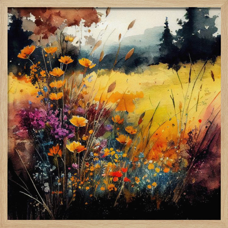 Idyllic Meadow (12) - Square Stretched Canvas, Poster or Fine Art Print I Heart Wall Art