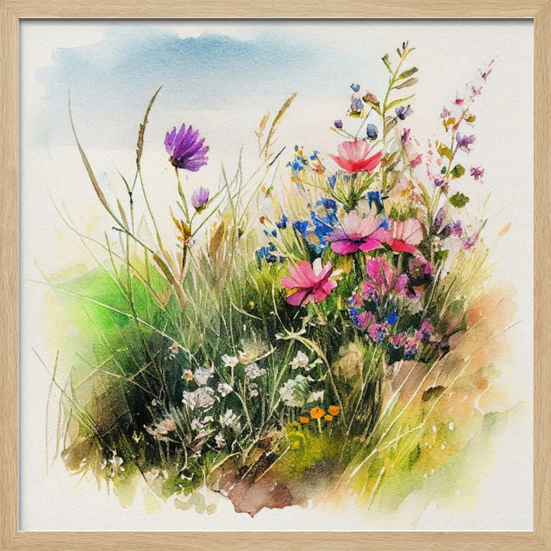 Meadow Nature Art (2) - Square Stretched Canvas, Poster or Fine Art Print I Heart Wall Art