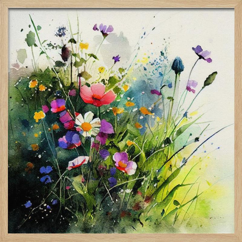 Meadow Nature Art (9) - Square Stretched Canvas, Poster or Fine Art Print I Heart Wall Art