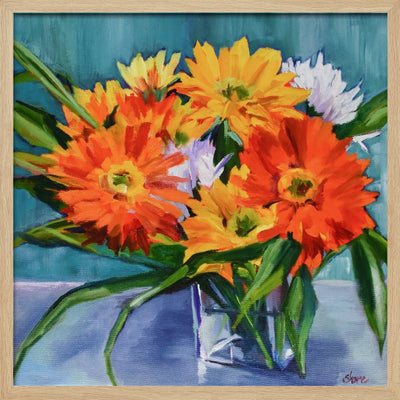 Flowers In Vase - Square Stretched Canvas, Poster or Fine Art Print I Heart Wall Art