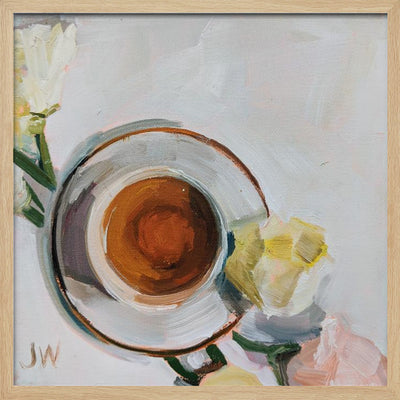 Flowers and Tea - Square Stretched Canvas, Poster or Fine Art Print I Heart Wall Art