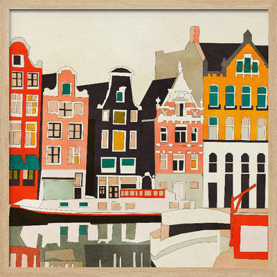 Amsterdam, Netherlands Houses 3 - Square Stretched Canvas, Poster or Fine Art Print I Heart Wall Art