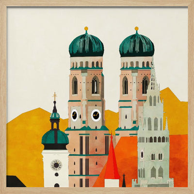 Munich, Liebfrauenkirche - Square Stretched Canvas, Poster or Fine Art Print I Heart Wall Art