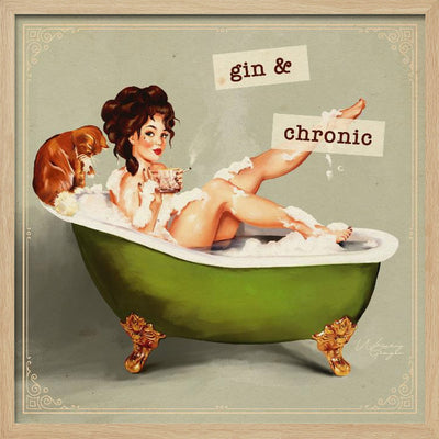 Gin and Chronic - Square Stretched Canvas, Poster or Fine Art Print I Heart Wall Art