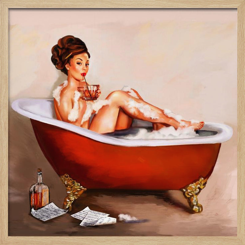 Whiskey Bath - Square Stretched Canvas, Poster or Fine Art Print I Heart Wall Art