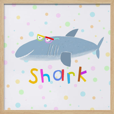 Funny Shark Wearing Glasses by Artist Carla Daly - Square Stretched Canvas, Poster or Fine Art Print I Heart Wall Art