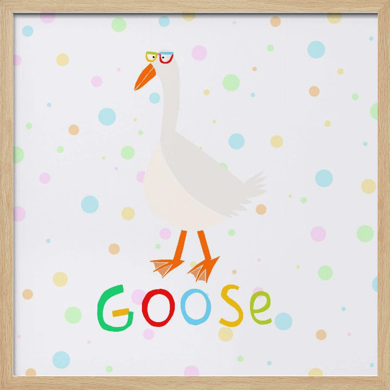 Happy Goose Wearing Colorful Glasses by Artist Carla Daly - Square Stretched Canvas, Poster or Fine Art Print I Heart Wall Art