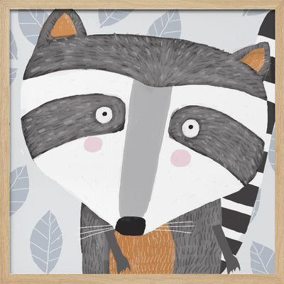 X Racoon Face2 - Square Stretched Canvas, Poster or Fine Art Print I Heart Wall Art