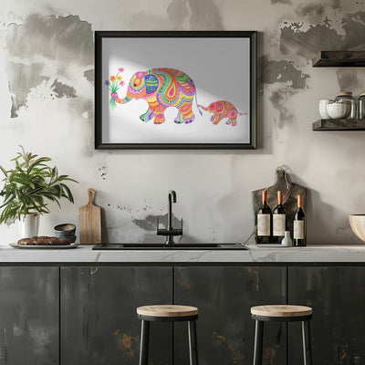 Elephant and Baby - Stretched Canvas, Poster or Fine Art Print I Heart Wall Art