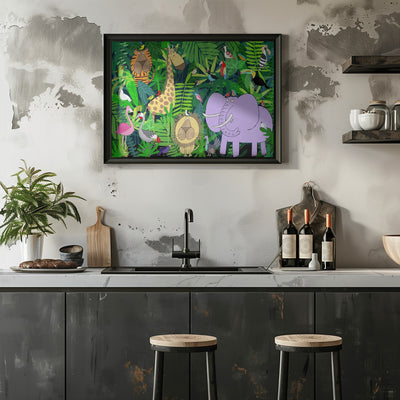 Jungle Animals Deep in the Jungle Foliage by Artist Carla Daly - Stretched Canvas, Poster or Fine Art Print I Heart Wall Art