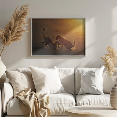 Playing at sunrise - Stretched Canvas, Poster or Fine Art Print I Heart Wall Art