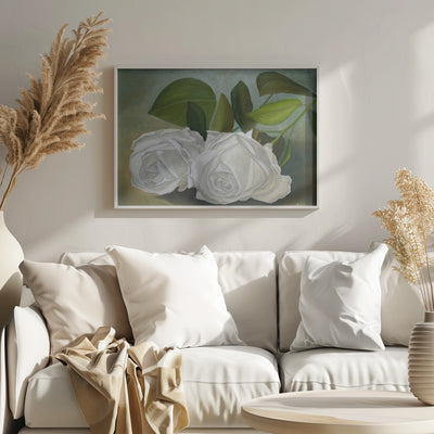 White Roses - Stretched Canvas, Poster or Fine Art Print I Heart Wall Art