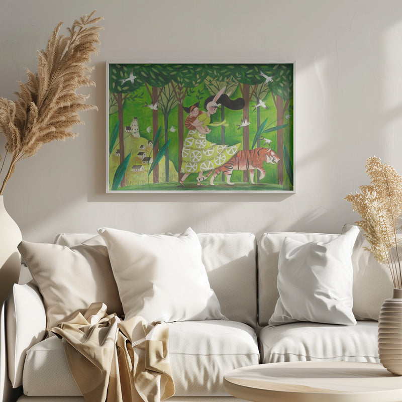 Walking through the woods - Stretched Canvas, Poster or Fine Art Print I Heart Wall Art