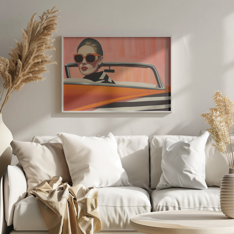 Woman In a Cadilac - Stretched Canvas, Poster or Fine Art Print I Heart Wall Art