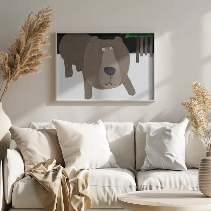 Cute Brown Bear in the Snow by Carla Daly - Stretched Canvas, Poster or Fine Art Print I Heart Wall Art