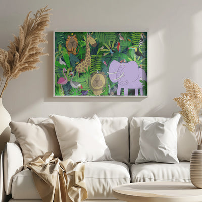 Jungle Animals Deep in the Jungle Foliage by Artist Carla Daly - Stretched Canvas, Poster or Fine Art Print I Heart Wall Art